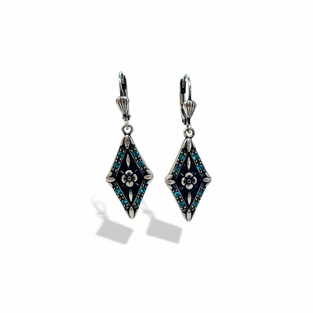 Blue Enameled Earrings