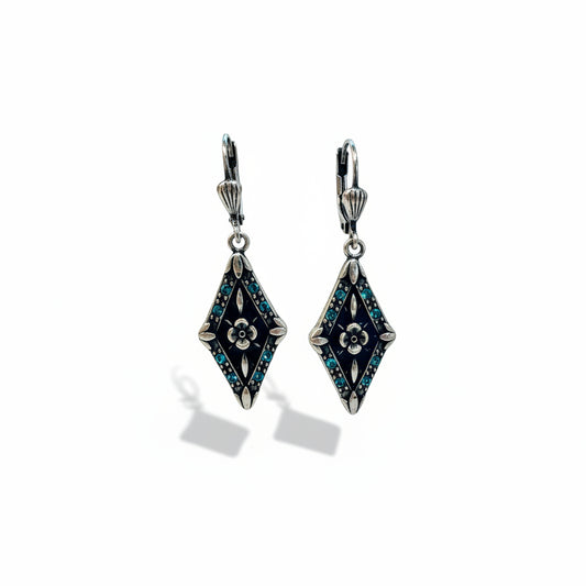 Blue Enameled Earrings
