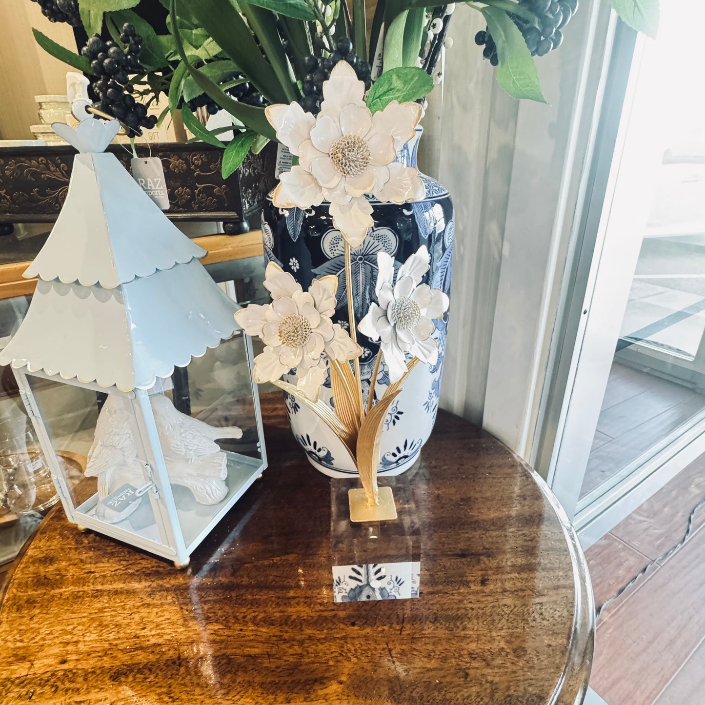 16” White Flower on Acrylic Block