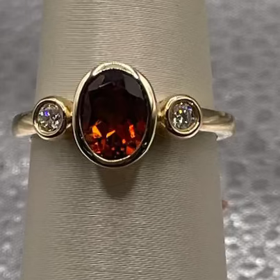 14K Yellow Gold Madeira Citrine Ring with Diamond Accents