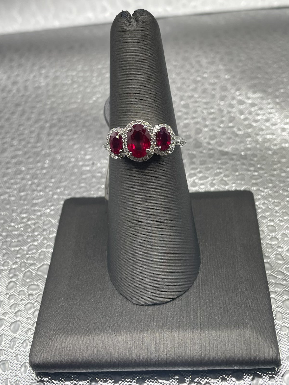 14K White Gold Ruby Ring with Diamond Accents