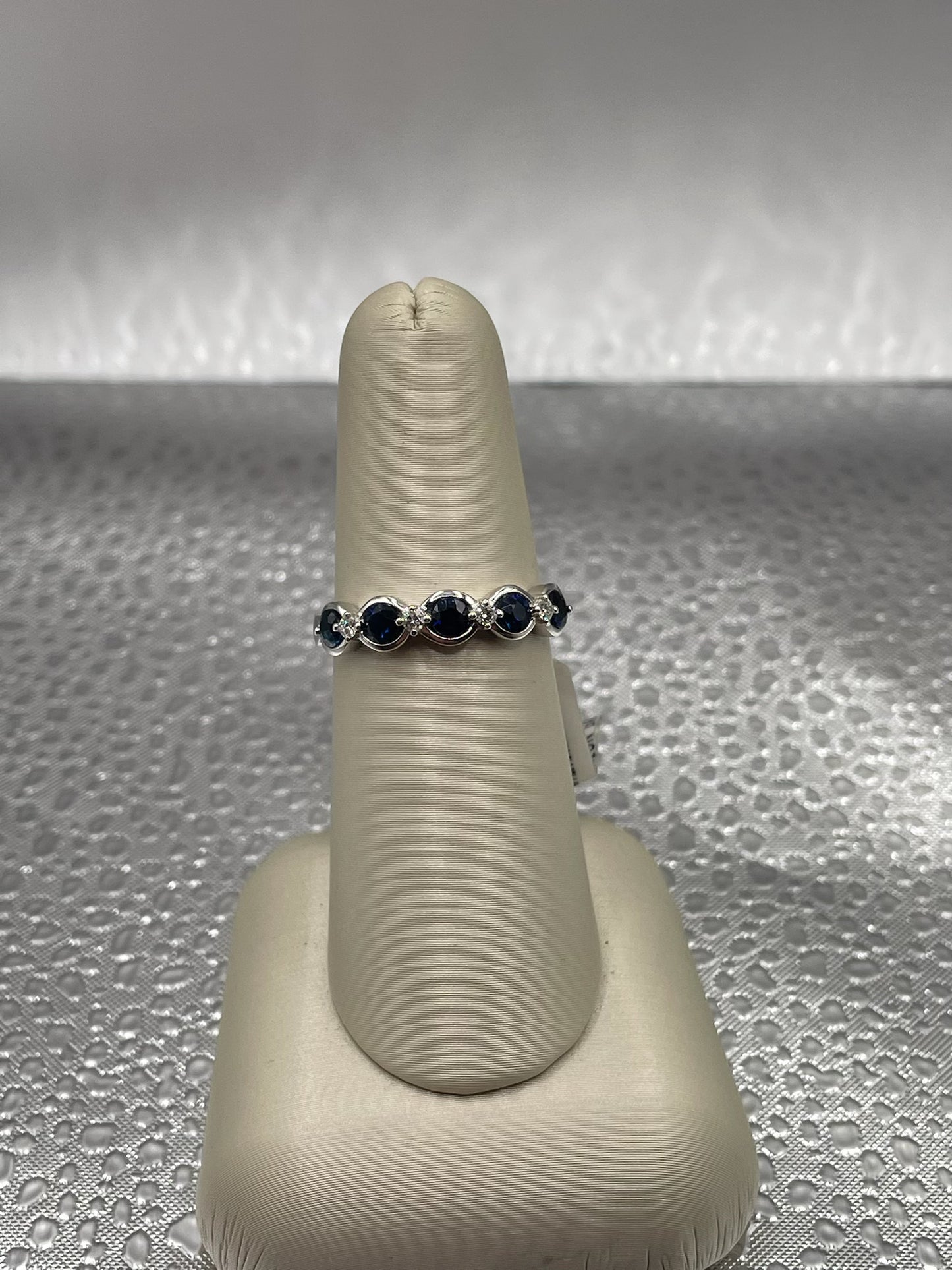 14K White Gold Five-Stone Sapphire Band