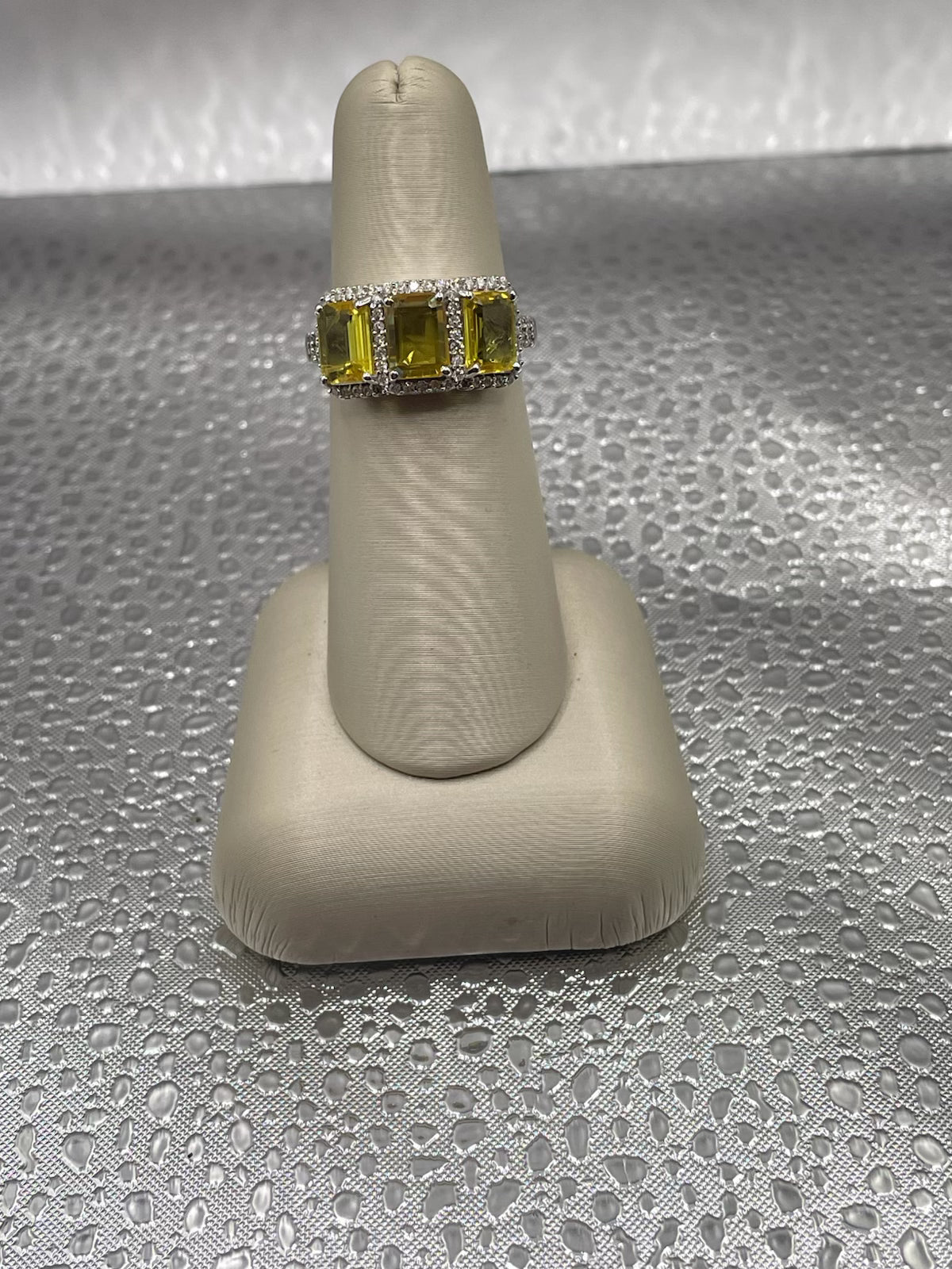 14K White Gold Yellow Sapphire & Diamond Band