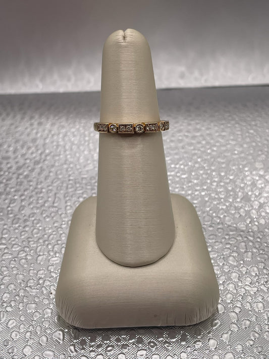 10K Yellow Gold Fancy Diamond Stackable Band