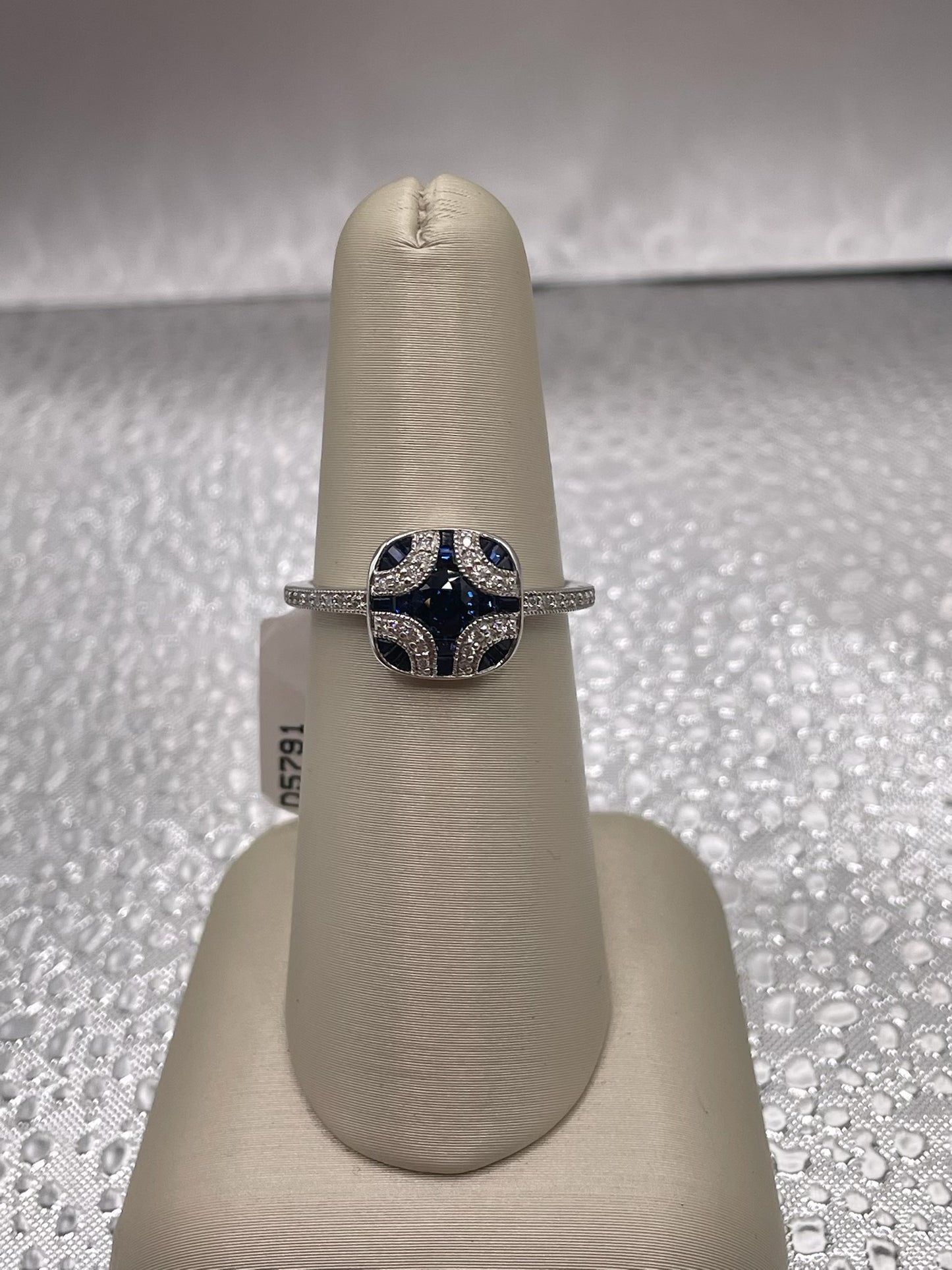 Sapphire and Diamond Art Deco Ring