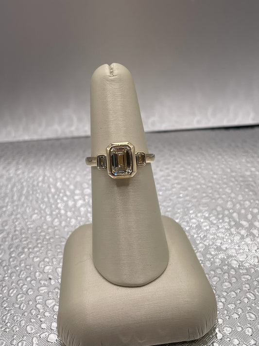 14K  Emerald Cut Lab Diamond Engagement Ring