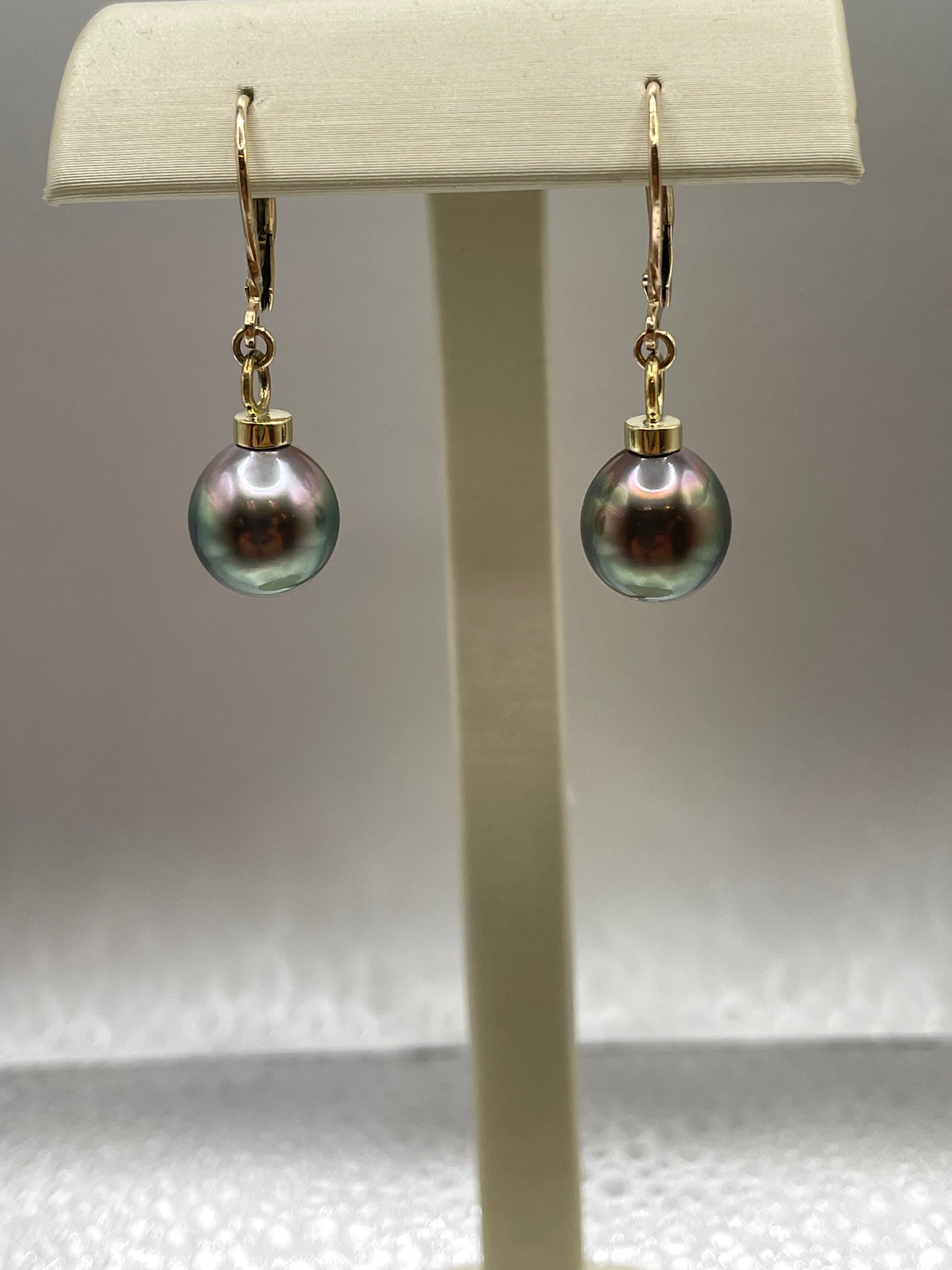 Tahitian Pearl Leverback Earrings in Gold