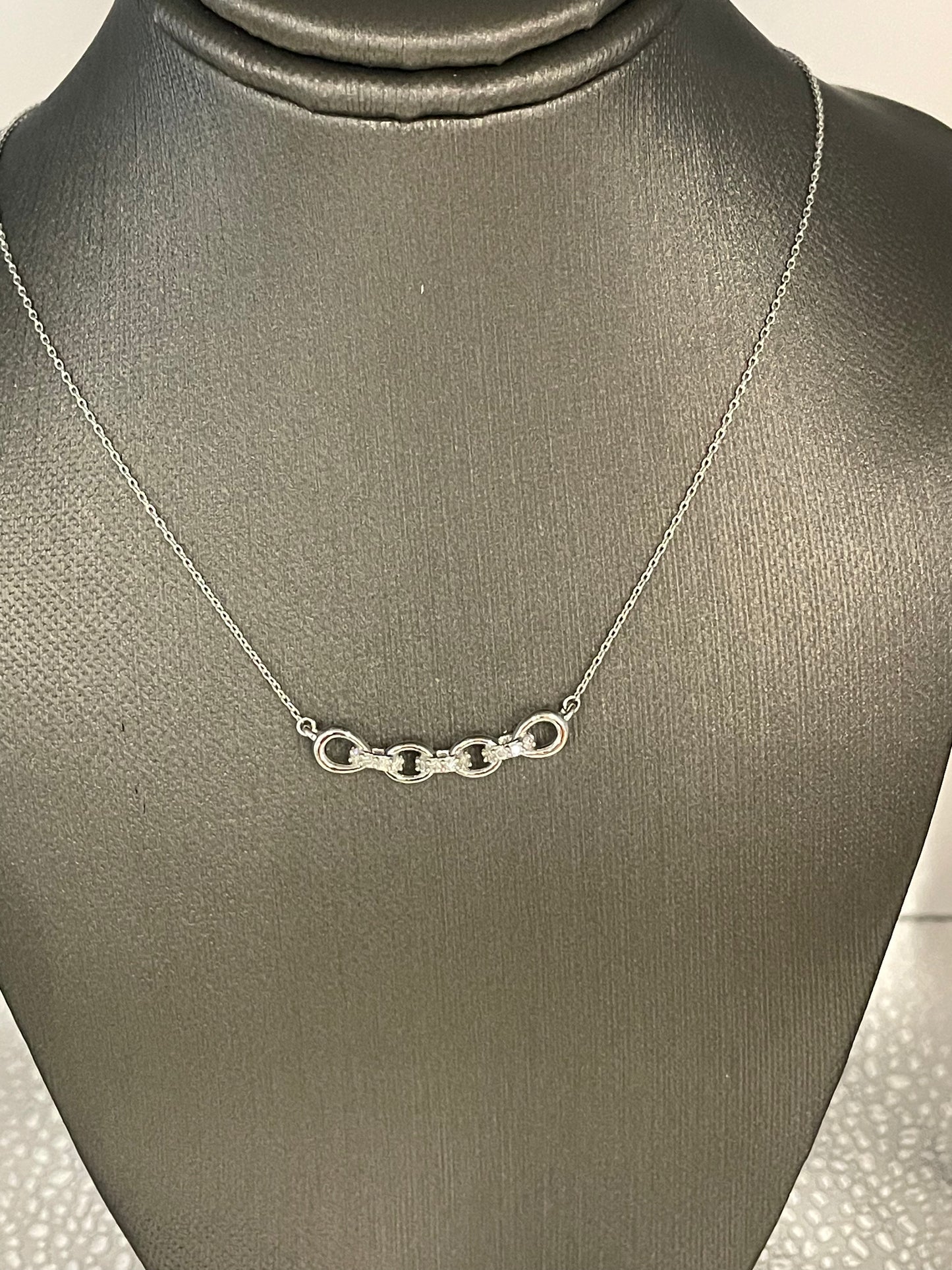 Sterling Silver and Lab Diamond Link Pendant Necklace