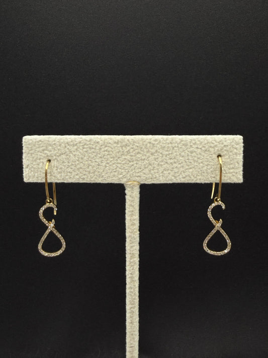 10K Gold Pavé Diamond Infinity Drop Earrings