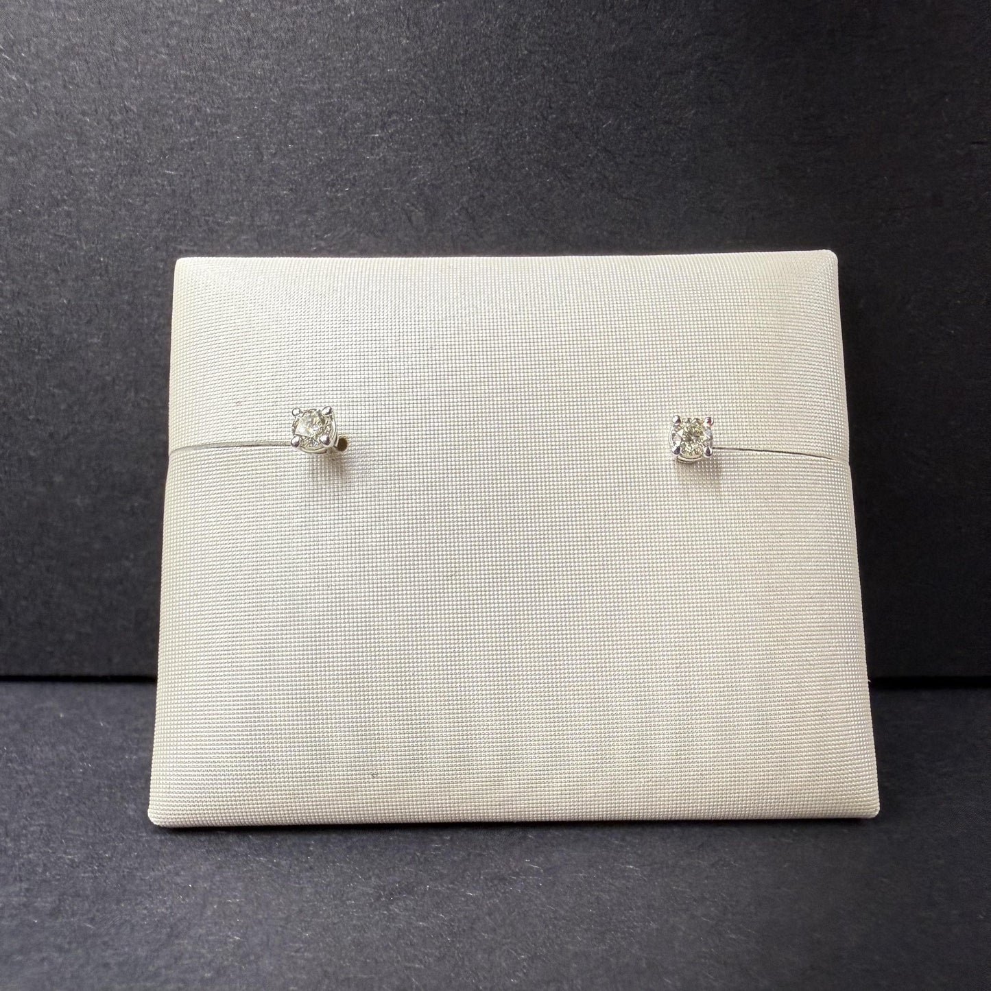14K White Gold Diamond Solitaire Stud Earrings – 0.15 CTW
