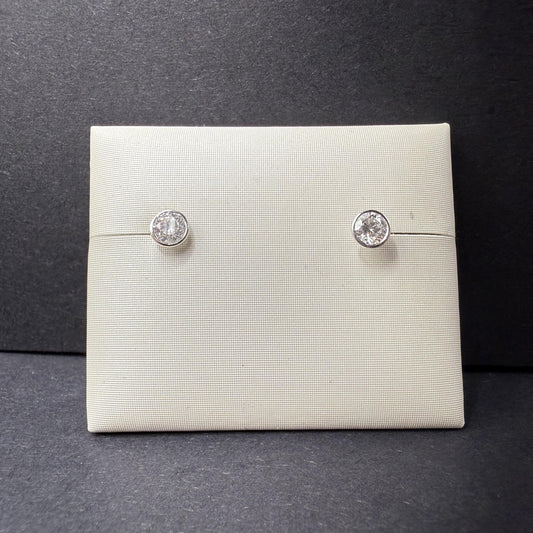14K White Gold Bezel-Set Round Diamond Stud Earrings – 0.50 CTW