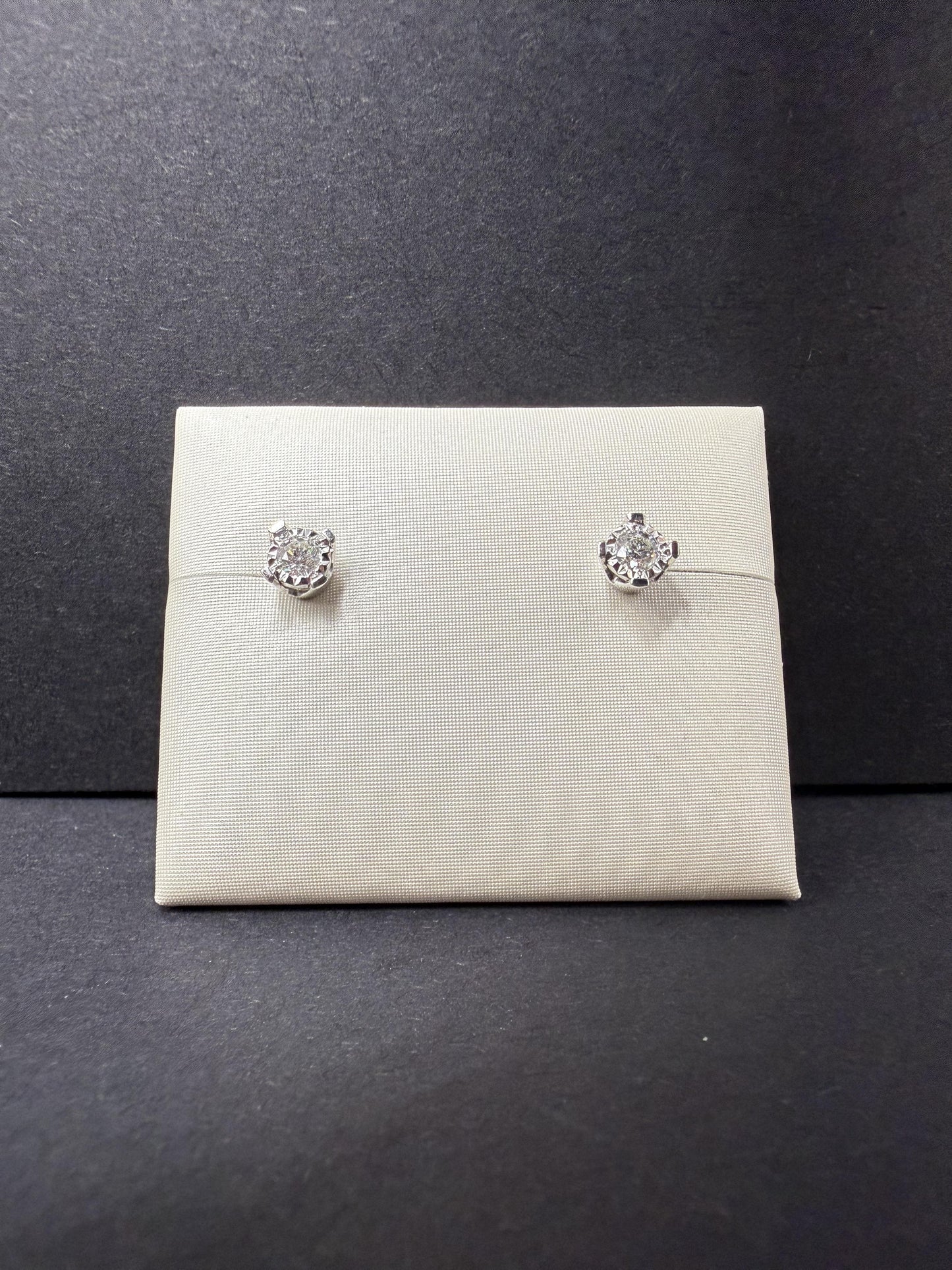 14K White Gold Illusion-Set Diamond Stud Earrings – 1/3 CTW