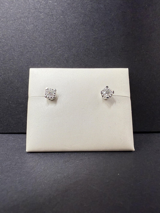 14K White Gold Illusion-Set Diamond Stud Earrings – 1/3 CTW