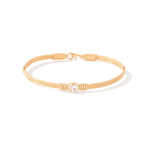 You Are My Sunshine Bracelet - 1 Stones /London Blue Topaz- 14K Gold Artist Wire / 7" - M