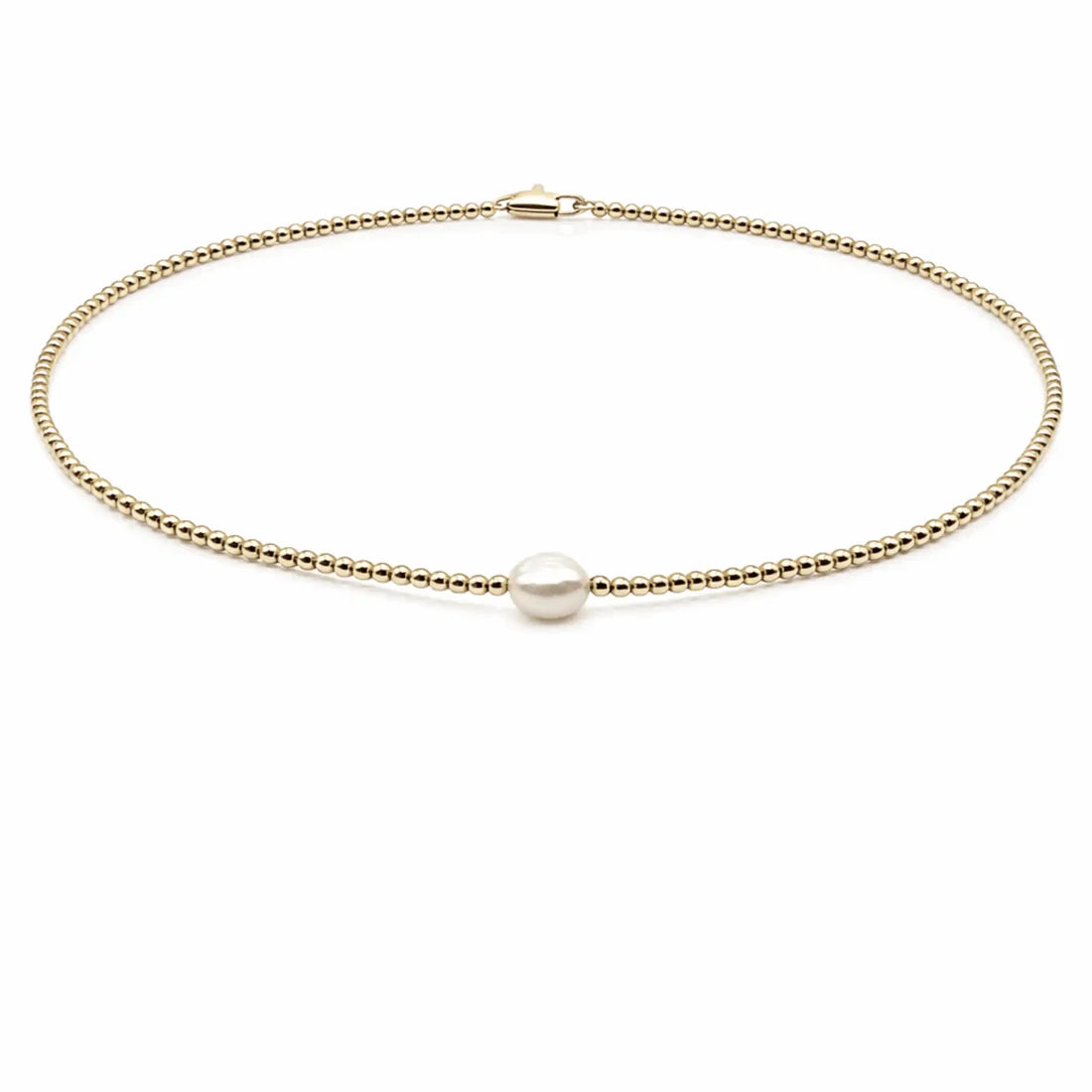 2mm 14k Gold filled with Single Baroque Pearl Necklace