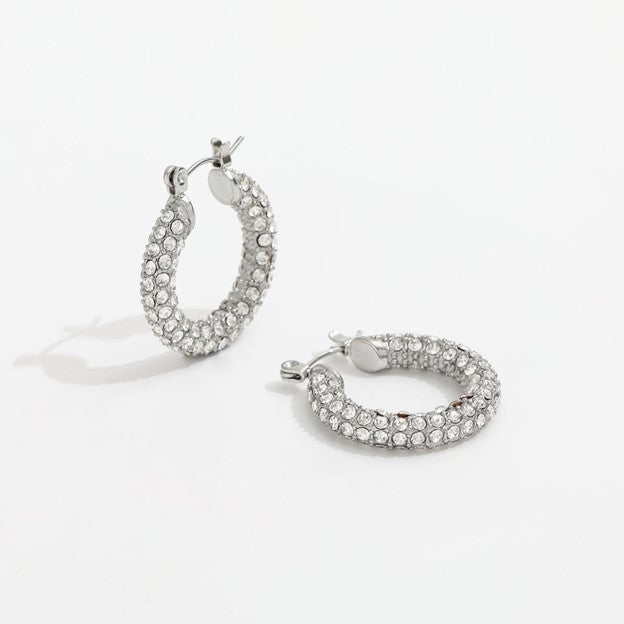 Pave Silver Hoop - LG  23