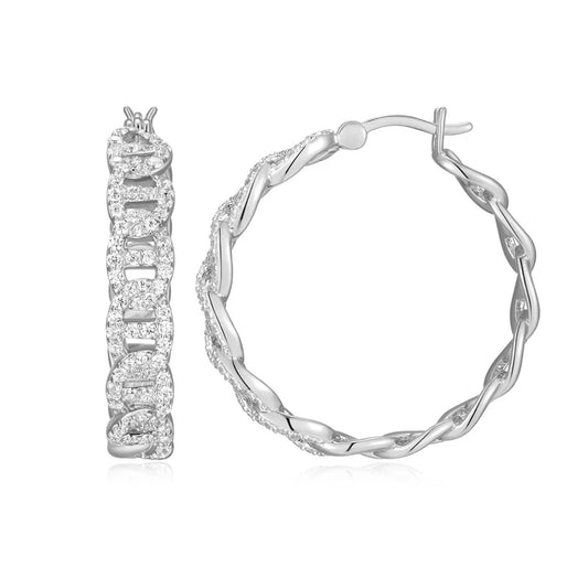 CE0175 STERLING SILVER RHODIUM PLATED EARRINGS