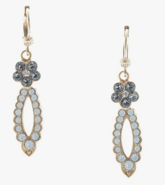 Catherine Popesco Gold & Pacific Opal Flower & Loop Crystal Earrings