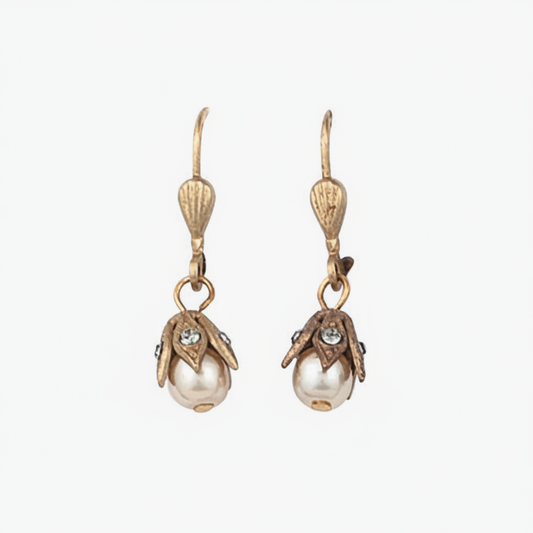 Catherine Popesco Capped Bead Pearl Drop Earrings
