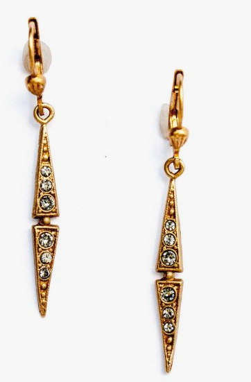Catherine Popesco Thin Spear Black Diamond & Gold Earrings