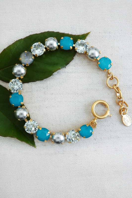 Crystal and Pearl Bracelet, Grey and Blue