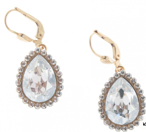 Catherine Popesco Teardrop Stone Border Crystal Earrings