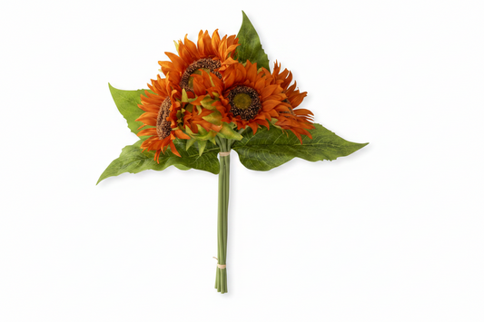 14 " Brown Orange w/ Burgundy & Green Sunflower Bundle