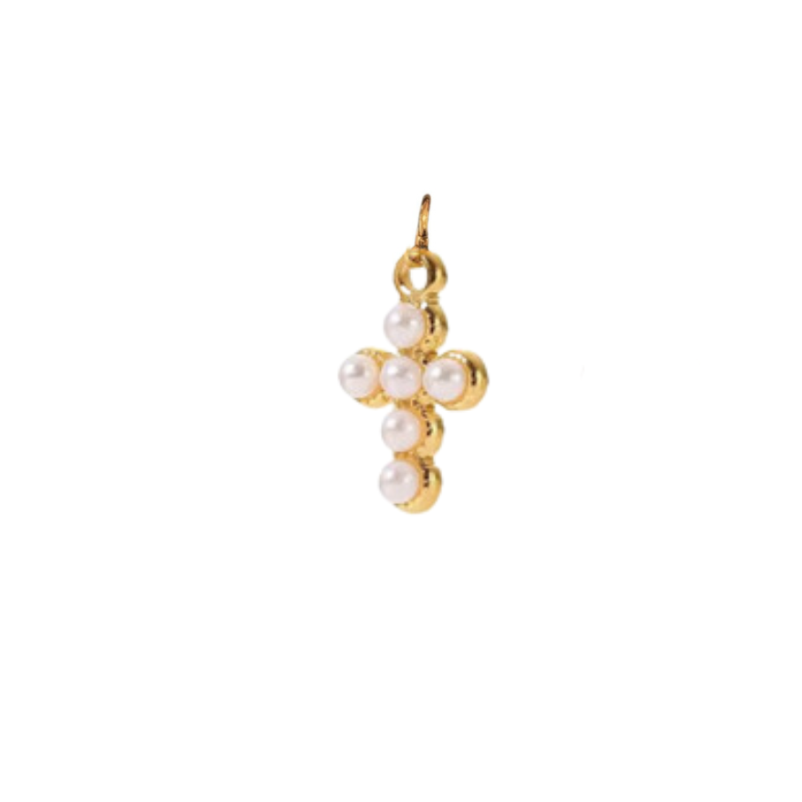 Pearl Cross Charm - Small