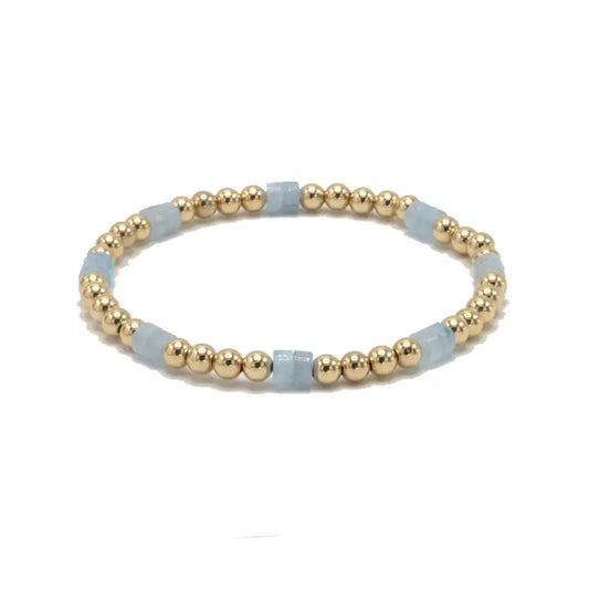 The Heishi Aquamarine & 14k Gold Filled Waterproof Bracelet