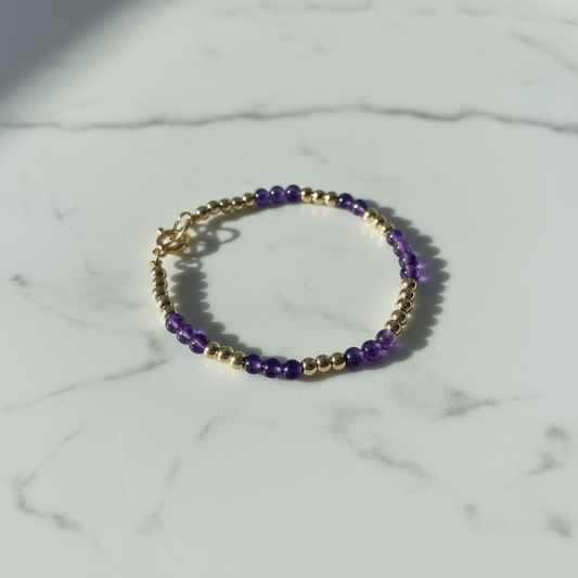 Children's Amethyst and Gold Beaded Bracelet