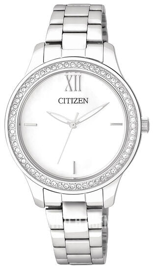Ladies Quartz Crystal White Dial Silver-Tone Watch