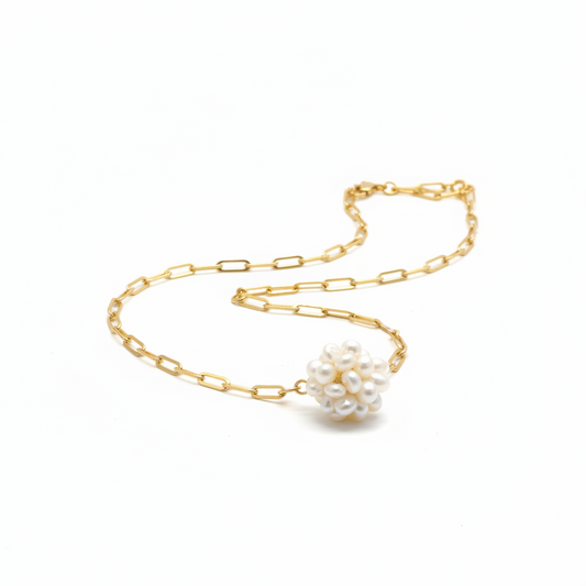 Cottonball Paperclip Necklace