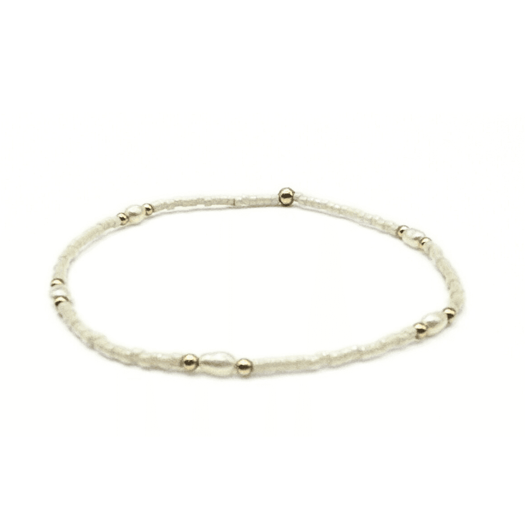 Erin Gray- Game Day Gold-Filled & Natural Rice Pearls Waterproof Bracelets