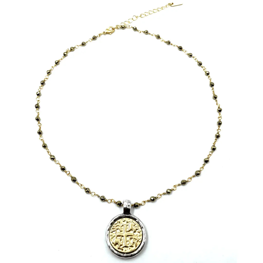 Coin on Natural Sodalite Stone Necklace