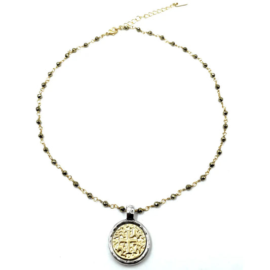 Coin on Natural Sodalite Stone Necklace