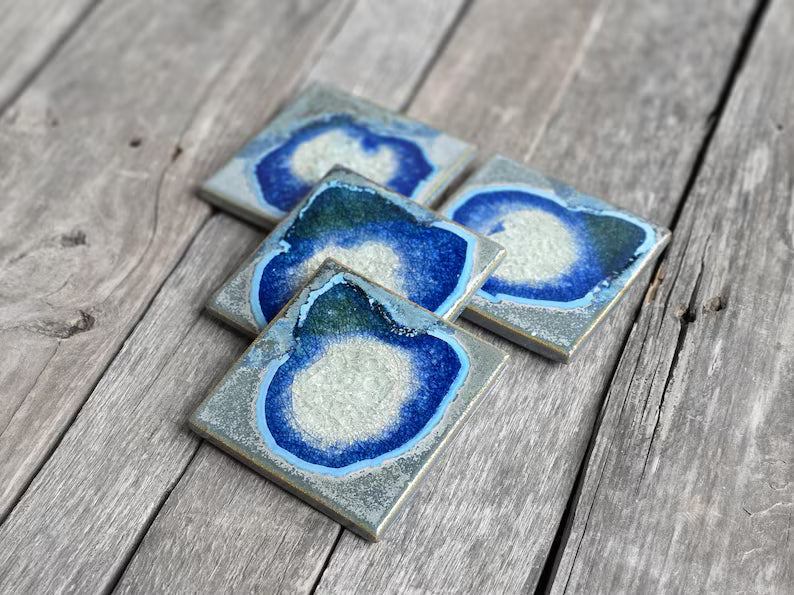 Dock 6 Pottery Crackled Glass Geode Coaster, Set of 4