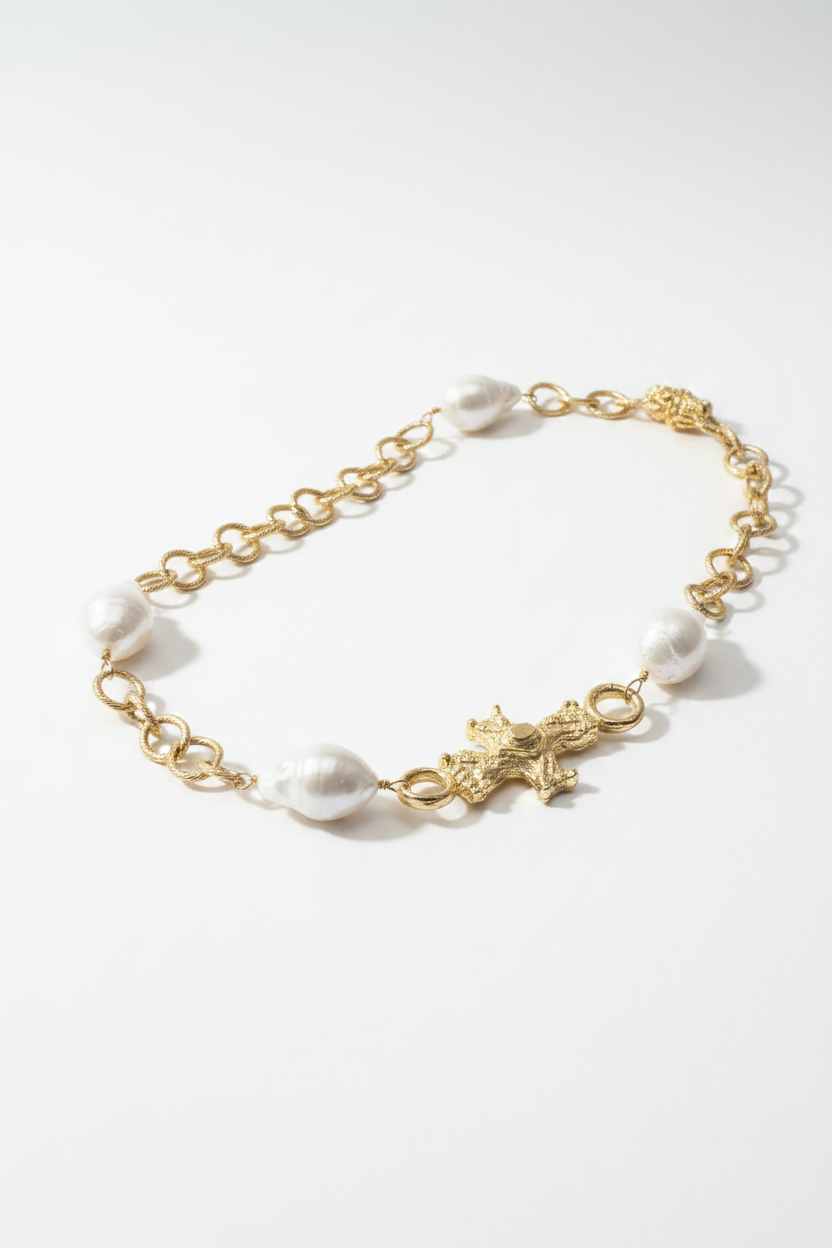 Long Baroque Pearl Cross